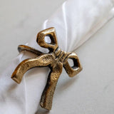 Bow Napkin Ring Antique Gold 4pk