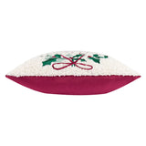 Holly Wreath Embroidered Cushion