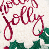Holly Wreath Embroidered Cushion