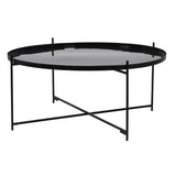 Large Round Black Enamel Coffee Table