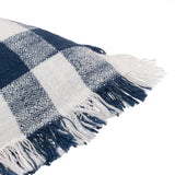 Barton Check Fringed Cushion Navy - KHEE