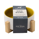 Field & Wander Ceramic Dog Bowl With Bamboo Stand - Yellow - KHEE