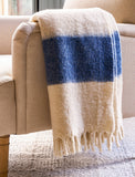 Leigh Wide Stripe Wool Throw, Cove Blue - KHEE