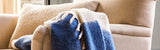 Leigh Wide Stripe Wool Throw, Cove Blue - KHEE