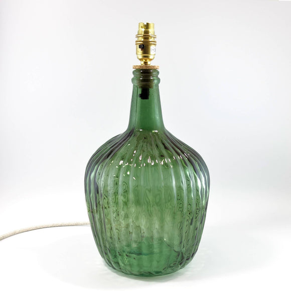 Recycled Glass Ripple Lamp, Olive Green