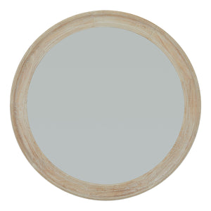 Large Washed Wood Round Framed Mirror