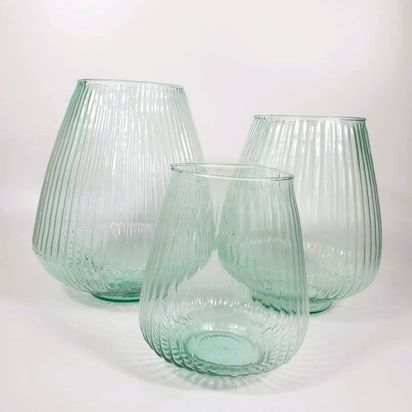 Recycled Glass Bulbous Vase, 25cm