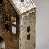 Antique Gold House Tealight Holder