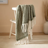 Cozy Woven Tasselled Throw, Green