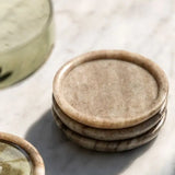 Round Coasters Set of 4 Beige Marble