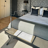 Black Bergere Rattan Seat Bench