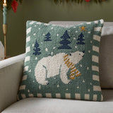 Polar Bear Cushion, Frosty Blue