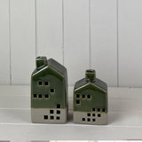 Tall Green Ceramic LED House