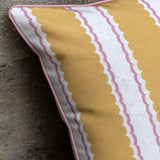 Calivana Stripe Cushion, Ochre and Pink