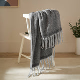 Cozy Woven Tasselled Throw, Charcoal