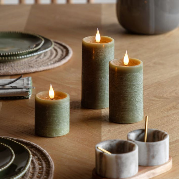 LED 1 Wick Candle 3 pack - Olive
