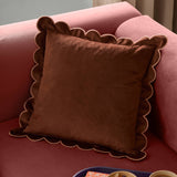 Lil Scallop Velvet Cushion, Chestnut & Slipper