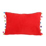 Red Holly Jolly Christmas Cushion with Pom Poms