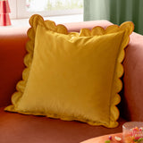Lil Scallop Velvet Cushion, Lemon & Ginger