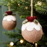 Individual Felt Christmas Pudding Hanging Decoration