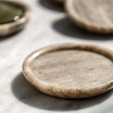 Round Coasters Set of 4 Beige Marble