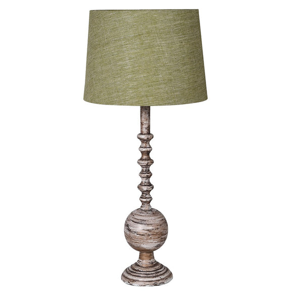 Finial Table Lamp with Green Shade