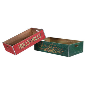 Set of 2 Holly Jolly Trays