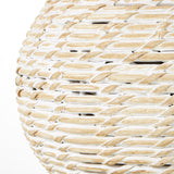 Small Bulbous Wicker Table Lamp With Linen Shade