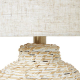 Small Bulbous Wicker Table Lamp With Linen Shade