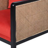 Burnt Orange Velvet Rattan Armchair