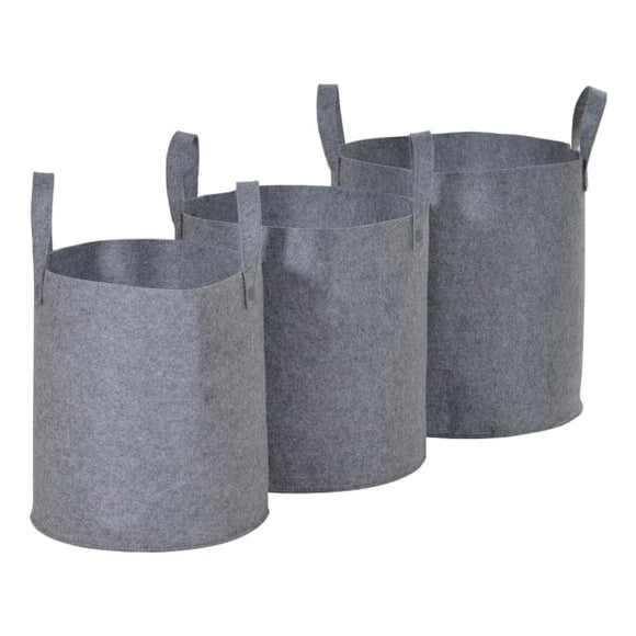 Set of 3 Grey Felt Baskets