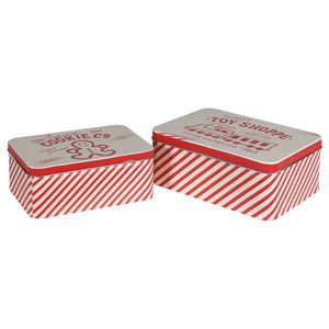 Set of 2 Candy Cane Tins