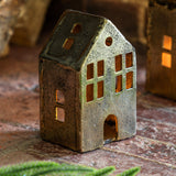 Antique Gold House Tealight Holder, Small
