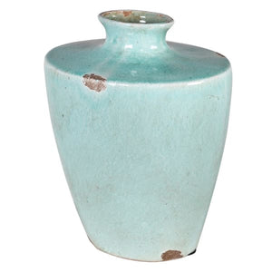 Large Aqua Blue Crackle Vase