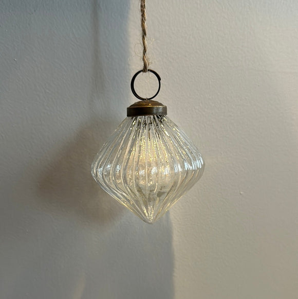 Clear Recycled Glass Diamond Bauble