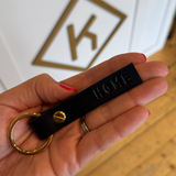 Black Leather and Gold HOME Keyring