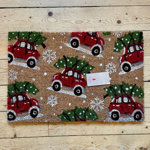 Christmas Doormat, Cars & Trees