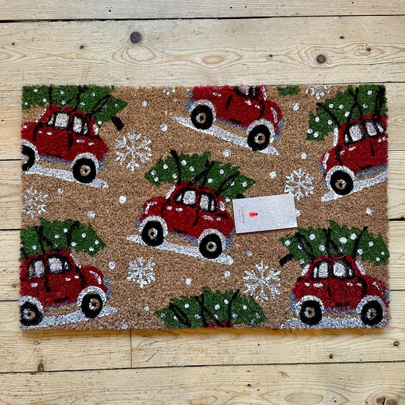 Christmas Doormat, Cars & Trees