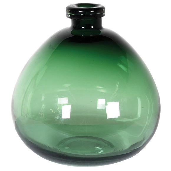 Hand Blown Moss Green Bottle Vase