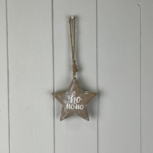 Ho Ho Ho Wooden Hanging Star