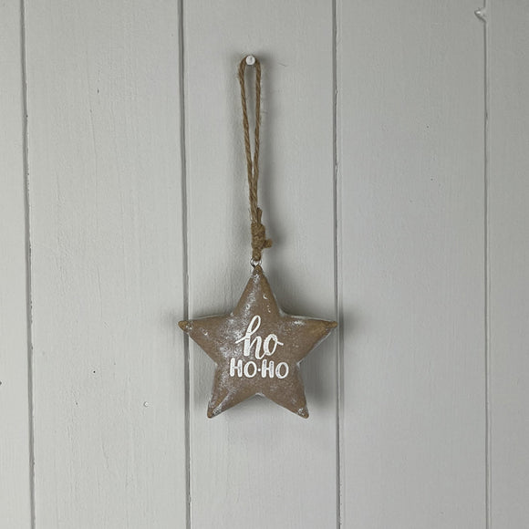 Ho Ho Ho Wooden Hanging Star
