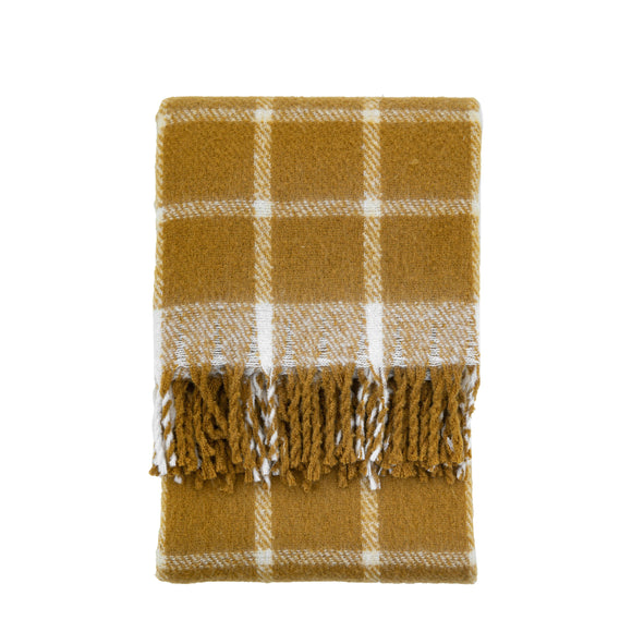 Faux Mohair Check Throw, Mustard