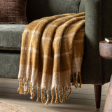 Faux Mohair Check Throw, Mustard