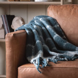 Faux Mohair Check Throw, Blue