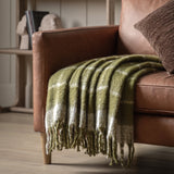 Faux Mohair Check Throw, Green