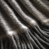 Faux Mohair Fringe Throw, Grey