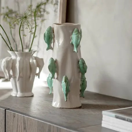 Portloe Teal Swimming Fish Vase