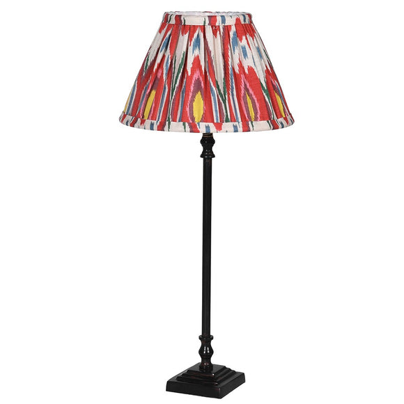 Black Table Lamp with Ikat Multi Shade