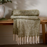 Isla Woven Tasselled Throw, Green