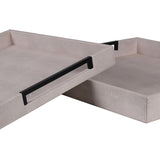 Large Ivory and Black Faux Shagreen Tray